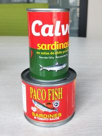 錫のトマト ソースの缶詰にされたサーディンの魚