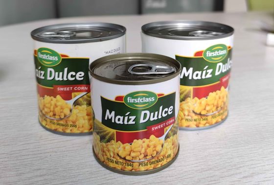 ハラールの甘い味は保存性36か月ののトウモロコシの穀粒を缶詰にした